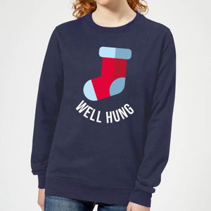 Well Hung Women's Christmas Sweatshirt - Navy