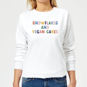 Snowflakes and Vegan Cakes Women's Christmas Sweatshirt - White
