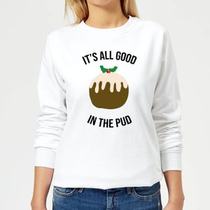 It's All Good In The Pud Women's Christmas Sweater - White