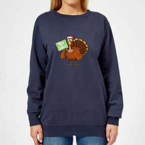 Tofu Not Turkey Women's Christmas Sweatshirt - Navy