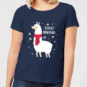 Fleece Navidad Women's Christmas T-Shirt - Navy