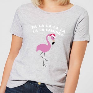Fa La La La La La La Lamingo Women's Christmas T-Shirt - Grey