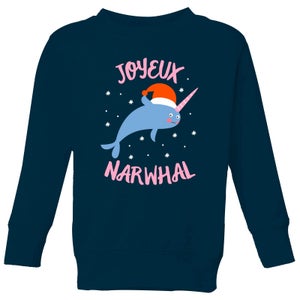 Joyeux Narwhal Kids' Christmas Sweatshirt - Navy