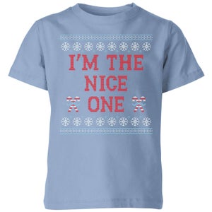 I'm The Nice One Kids' Christmas T-Shirt - Sky Blue