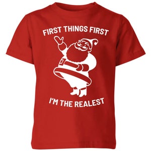 First Things First I'm The Realest Kids' Christmas T-Shirt - Red