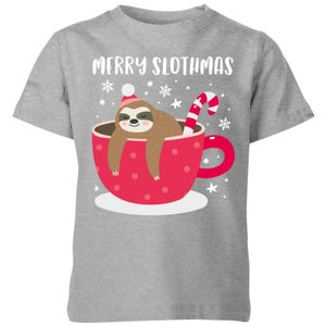 Merry Slothmas Kids' Christmas T-Shirt - Grey