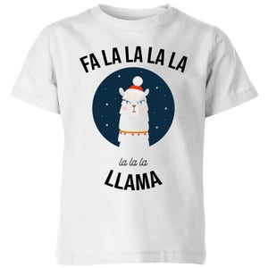 Fa La La La Llama Kids' Christmas T-Shirt - White