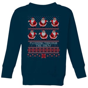 Flossing Through The Snow Kids' Sweatshirt - Navy