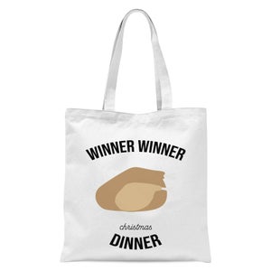 Winner Winner Christmas Dinner Tote Bag - White