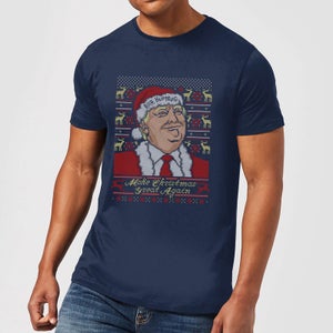 Make Christmas Great Again Donald Trump Men's Christmas T-Shirt - Navy