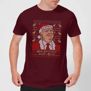 Make Christmas Great Again Men's Christmas T-Shirt - Burgundy