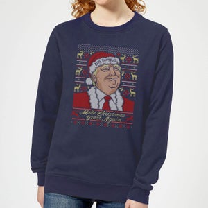 Make Christmas Great Again Women's Christmas Sweatshirt - Navy
