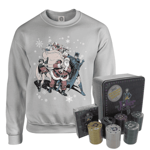 DC Batman and Robin Santa Claus Christmas Jumper and Joker Poker Bundle - Grey