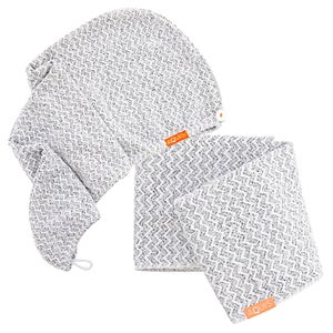 Aquis Lisse Luxe Hair Turban and Hair Towel - Chevron (Worth £60.00)
