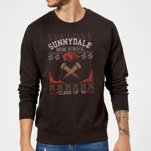 Buffy The Vampire Slayer Sunnydale Pattern Christmas Sweatshirt - Black