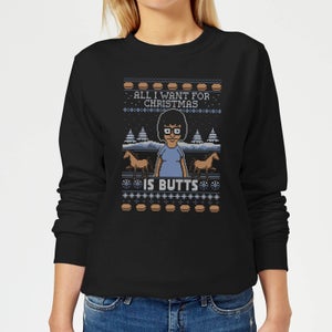 Bobs Burgers Tina Butts Women's Christmas Sweatshirt - Black