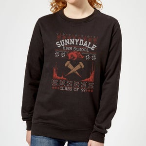 Buffy The Vampire Slayer Sunnydale Pattern Women's Christmas Jumper - Black