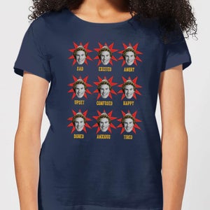Elf Faces Damen Christmas T-Shirt - Navy Blau