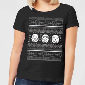T-Shirt Star Wars Stormtrooper Knit Christmas- Nero - Donna
