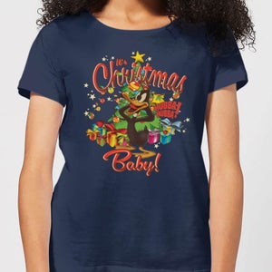 Looney Tunes Its Christmas Baby Damen Christmas T-Shirt - Navy Blau