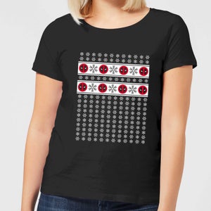 Marvel Deadpool Snowflakes Women's Christmas T-Shirt - Black