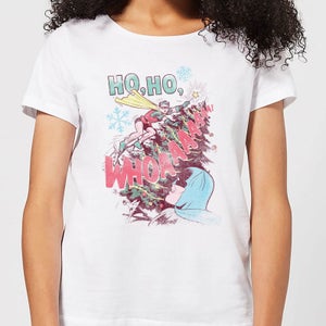 DC Ho Ho Whoaaaaaaa Damen Christmas T-Shirt - Weiß