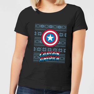 Marvel Captain America Women's Christmas T-Shirt - Black