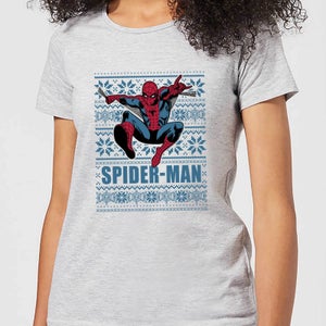 Camiseta navideña para mujer Marvel Spider-Man - Gris