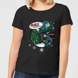 DC Superman Peace On Earth Women's Christmas T-Shirt - Black