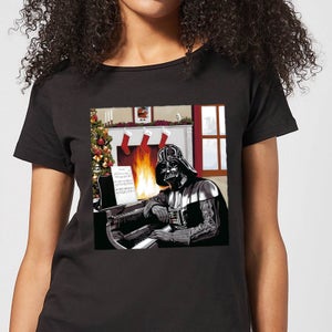 Star Wars Darth Vader Piano Player Women's Christmas T-Shirt - Black