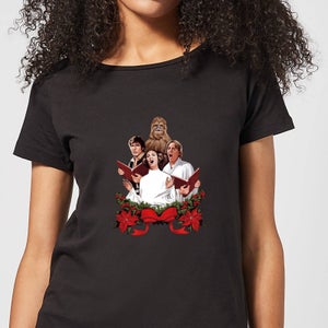 Camiseta navideña para mujer Star Wars Jedi Carols - Negro