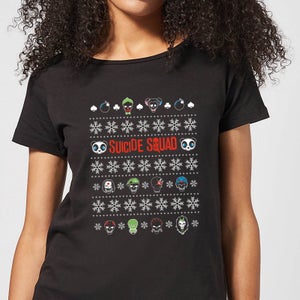 Camiseta navideña para mujer Escuadrón Suicida de DC - Negro