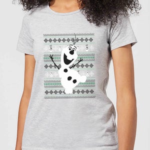 Camiseta navideña para mujer Frozen Olaf Dancing - Gris