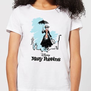 Camiseta navideña para mujer Rooftop Landing de Mary Poppins - Blanco