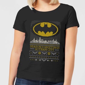 DC Seasons Greetings From Gotham Women's Christmas T-Shirt - Black