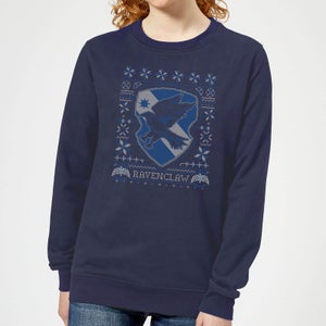 Harry Potter Ravenclaw Crest Women's Christmas Sweatshirt - Navy