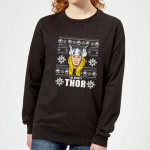 Marvel Thor Face Women's Christmas Sweater - Black