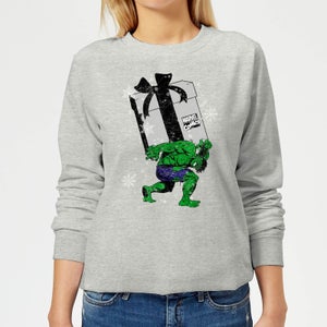 Marvel The Incredible Hulk Christmas Present Women's Christmas Sweatshirt - Grey