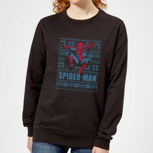 Marvel Spider-Man Damen Weihnachtspullover – Schwarz