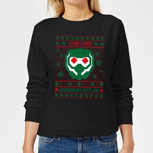 Guardians Of The Galaxy Star-Lord Pattern Women's Christmas Sweatshirt - Black