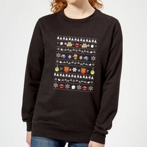 Muppets Pattern Damen Weihnachtspullover – Schwarz