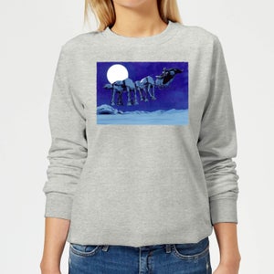 Star Wars AT-AT Darth Vader Sleigh Women's Christmas Sweatshirt - Grey