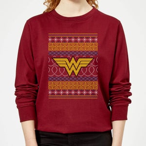 DC Wonder Woman Knit Damen Weihnachtspullover - Burgunderrot