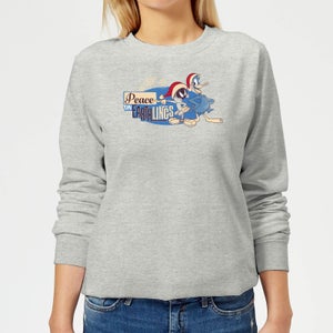 Looney Tunes Peace Among Earthlings Women's Christmas Sweatshirt - Grey