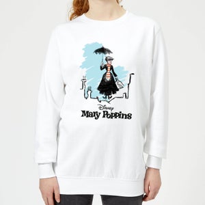 Mary Poppins Rooftop Landing Women's Christmas Sweatshirt - White