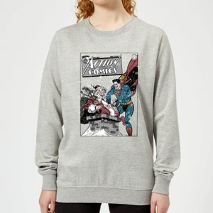DC Superman Action Comics Women's Christmas Sweatshirt - Grey