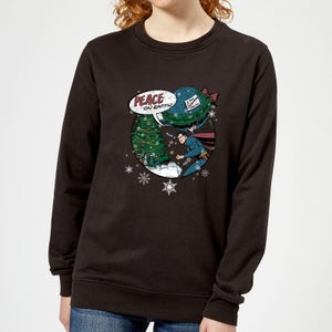 DC Superman Peace On Earth Women's Christmas Sweatshirt - Black