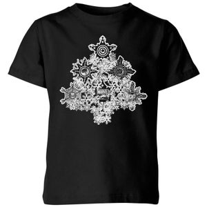 T-Shirt Marvel Shields Snowflakes Christmas - Nero - Bambini