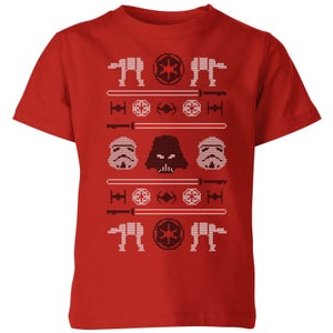 T-Shirt Star Wars Imperial Knit Christmas- Rosso - Bambini