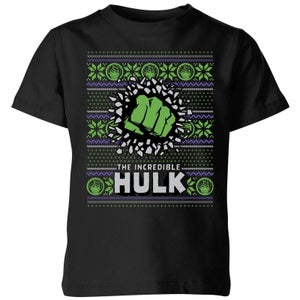 Marvel Hulk Punch kinder kerst t-shirt - Zwart